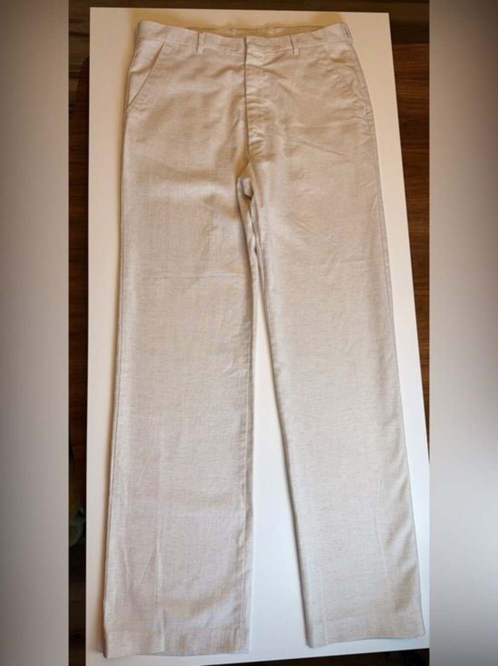 Vintage Levis Sta-Prest Trousers Mens 32x32 Beige Hopsack Straight Leg Slacks